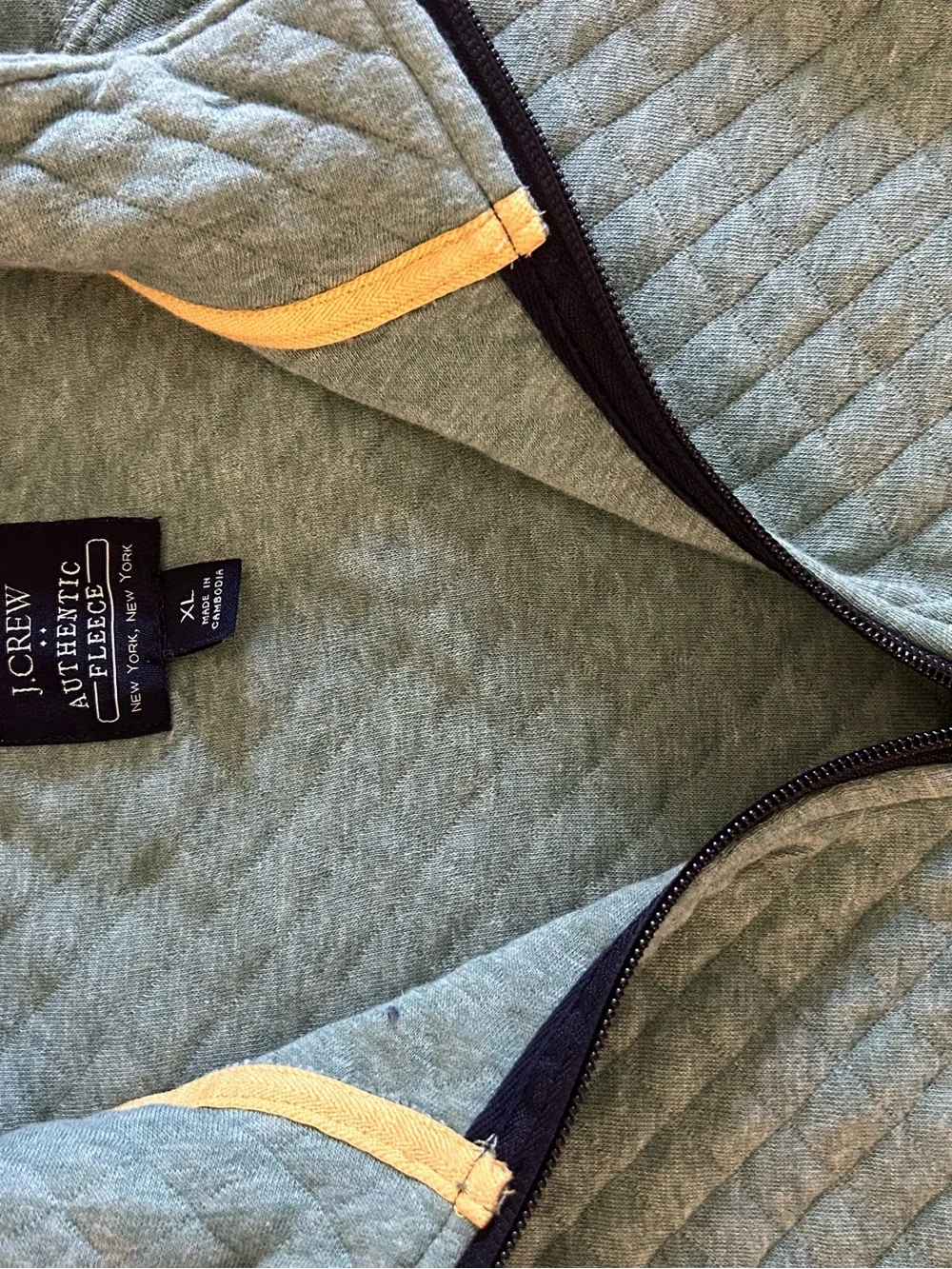 J. Crew Quilted Half-Zip Pullover in Sage Green